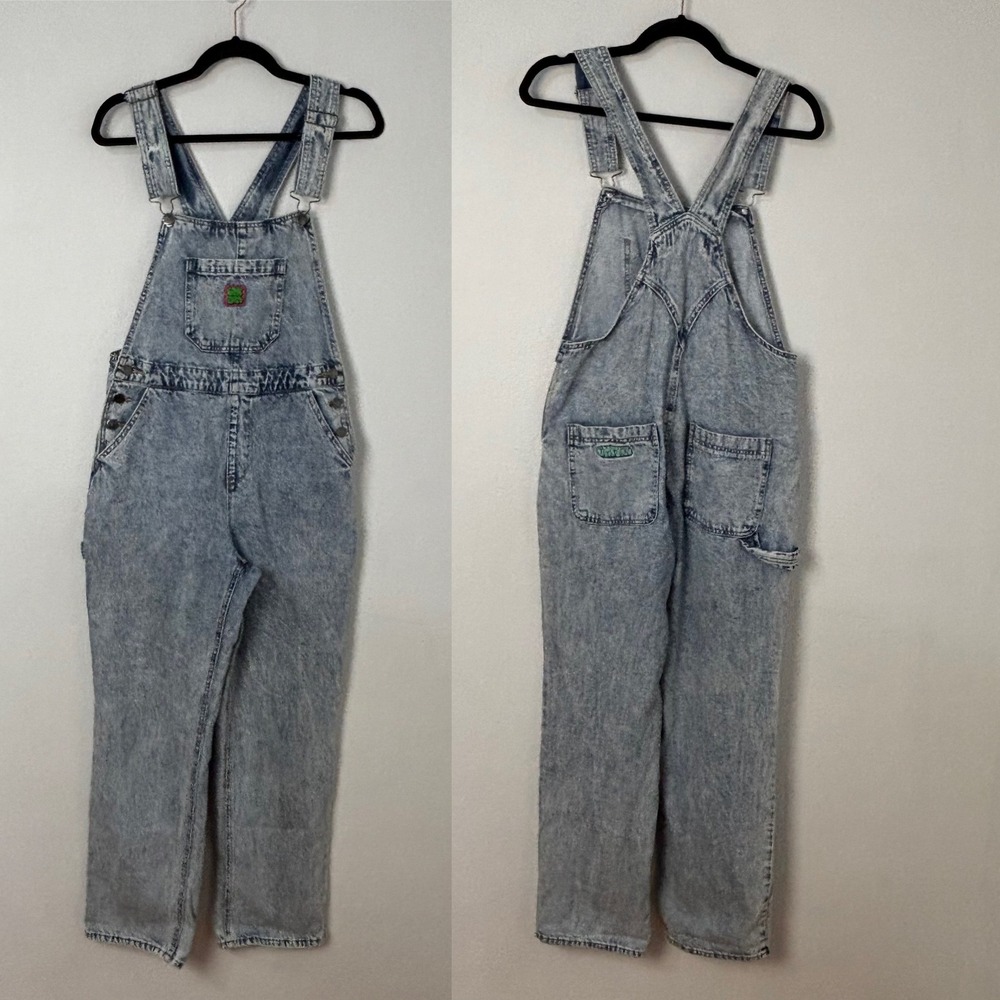 Y2K Empyre Suzie Acid Wash Blue Denim Bib Overalls 90s Streetwear Skater Women M